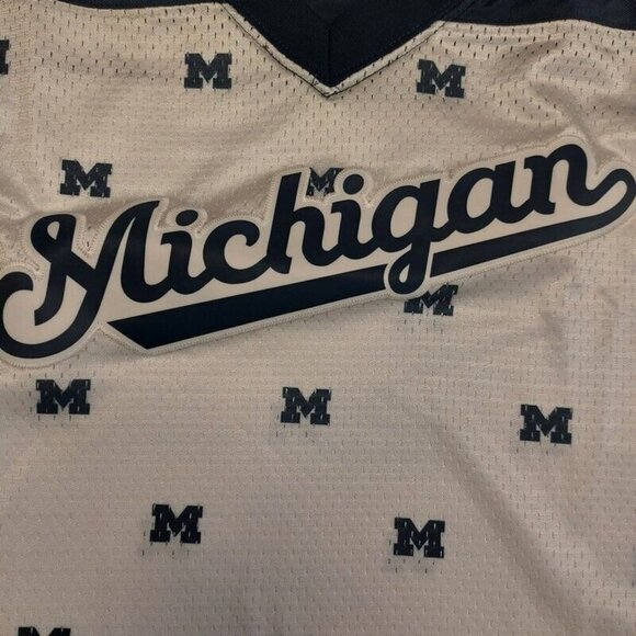Jordan Michigan Wolverines Football Jersey Womens Size M Cropped Shirt Top White - Picture 3 of 10